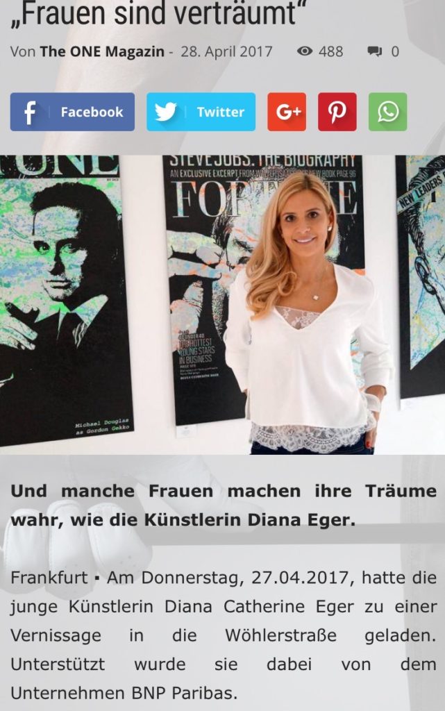 Diana Eger, Sabrina Setlur, frankfurt, art, kunst, presse, press, Zeitung, the one Magazin