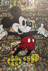 diana eger, art, kunst, Frankfurt, Popart, Auftragskunst, shop, customized art, Künstlerin, wood, dollar, Mickey, mouse, comic, collage