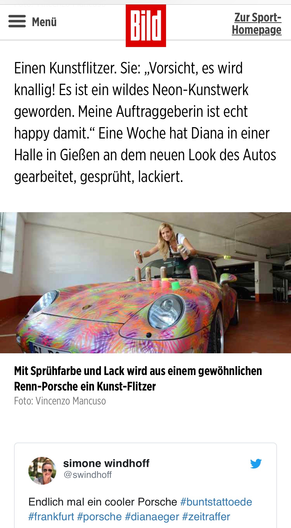 Diana Eger, dianaeger, Artcar, art, Frankfurt, Porsche, 993, Popart, kunst, PorscheTurbo, Bildzeitung, bild